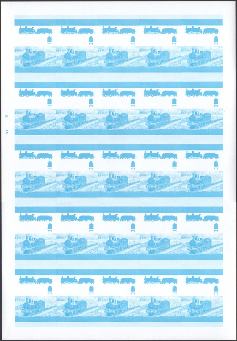 Saint Vincent Locomotives (2nd series) 50c Blue Stage Progressive Color Proof Pane