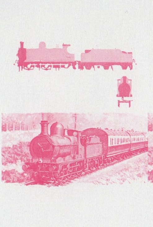 Saint Vincent Locomotives (2nd series) 50c Primary Red Stage Progressive Color Proof Pair