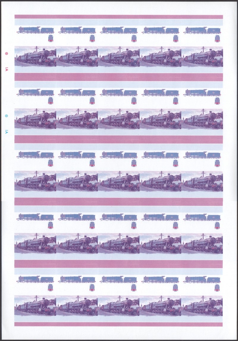Saint Vincent Locomotives (5th series) 30c Blue-Red Stage Progressive Color Proof Pane