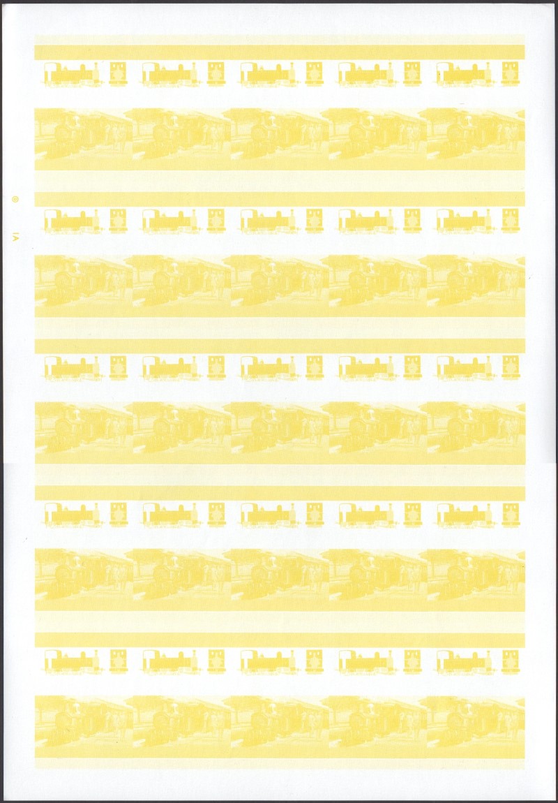 Saint Vincent Locomotives (5th series) 5c Yellow Stage Progressive Color Proof Pane