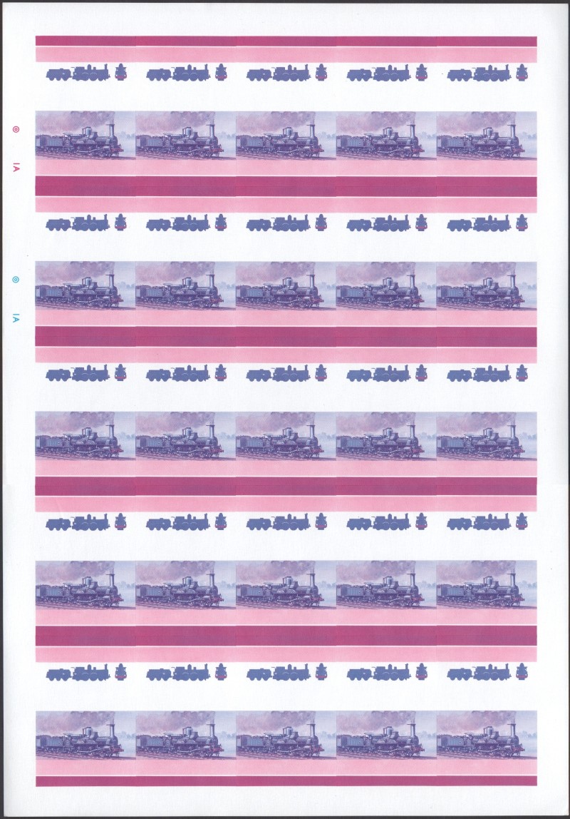 Saint Vincent Locomotives (5th series) 60c Blue-Red Stage Progressive Color Proof Pane