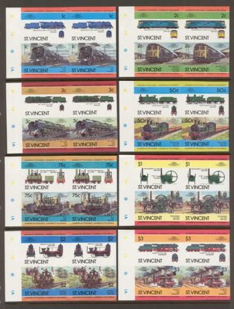 1984 Saint Vincent Leaders of the World, Locomotives (2nd series) Imperforate Stamps