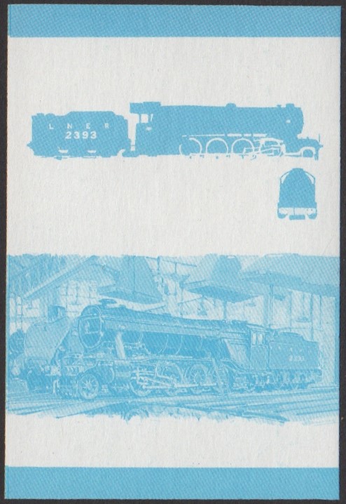 Funafuti 2nd Series $1.00 1925 Class P1 2-8-2 Locomotive Stamp Blue Stage Color Proof