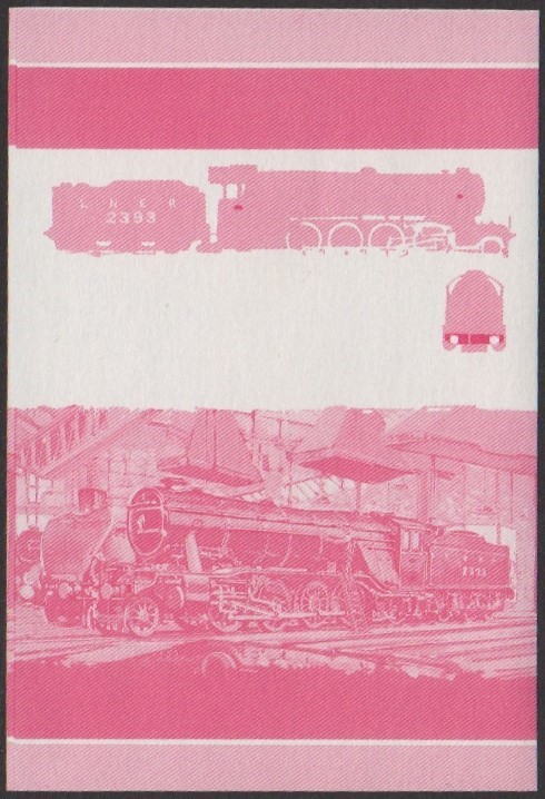 Funafuti 2nd Series $1.00 1925 Class P1 2-8-2 Locomotive Stamp Red Stage Color Proof
