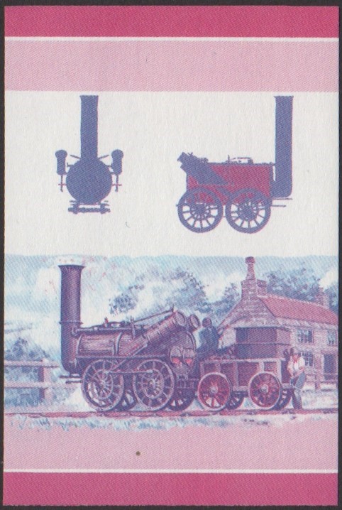 Funafuti 2nd Series 35c 1828 Lancashire Witch 0-4-0 Locomotive Stamp Blue-Red Stage Color Proof