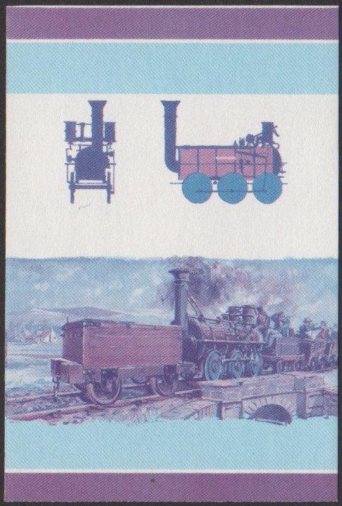 Funafuti 2nd Series 40c 1827 Royal George 0-6-0 Locomotive Stamp Blue-Red Stage Color Proof
