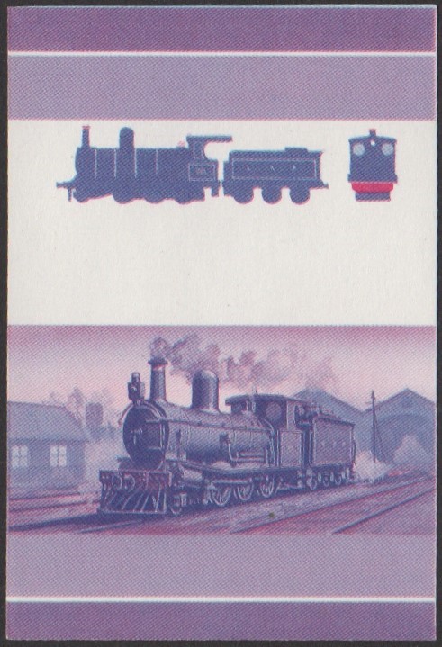 Funafuti 3rd Series 15c 1885 S.A.R. Class Y 2-6-0 Locomotive Stamp Blue-Red Stage Color Proof