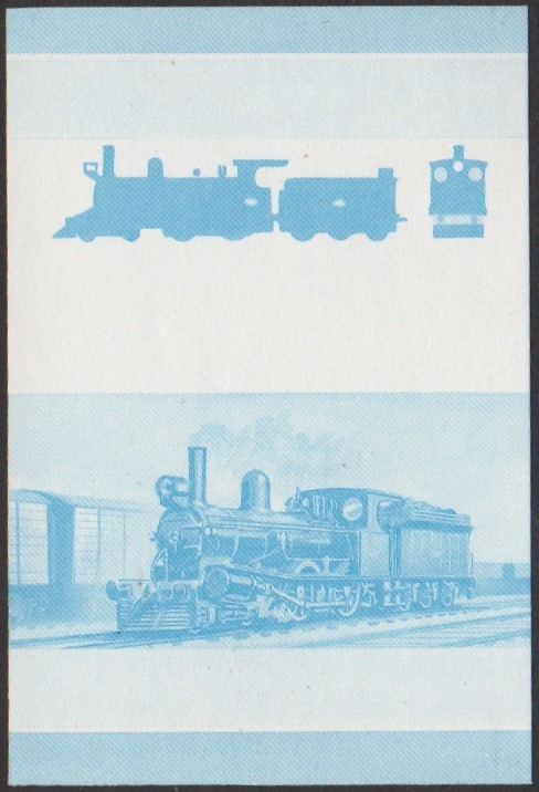 Nanumaga 1st Series 25c 1884 T.R. Class B 4-4-0 Locomotive Stamp Blue Stage Color Proof