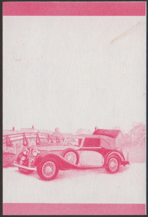 Nanumaga 2nd Series 50c 1938 Alvis Speed 25 Automobile Stamp Red Stage Color Proof