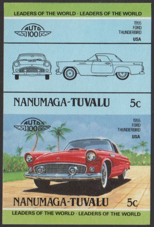 Nanumaga 2nd Series 5c 1955 Ford Thunderbird Automobile Stamp Final Stage Color Proof