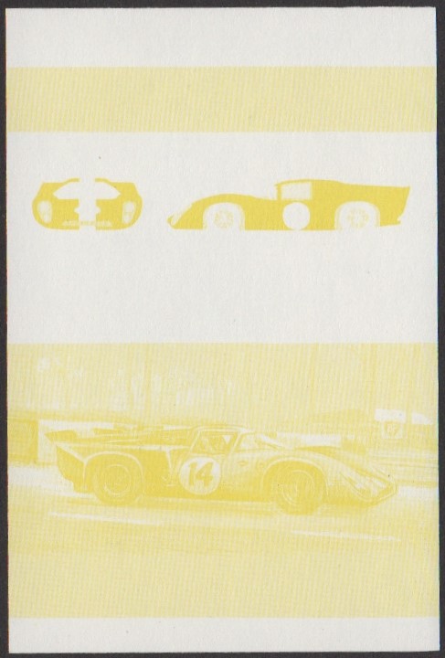 Nanumea 3rd Series 75c 1970 Lola T70 Automobile Stamp Yellow Stage Color Proof