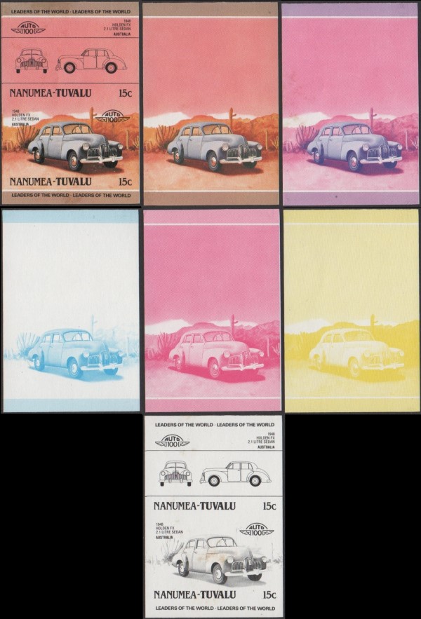 1985 Nanumea Leaders of the World, Automobiles (2nd series) Progressive Color Proofs