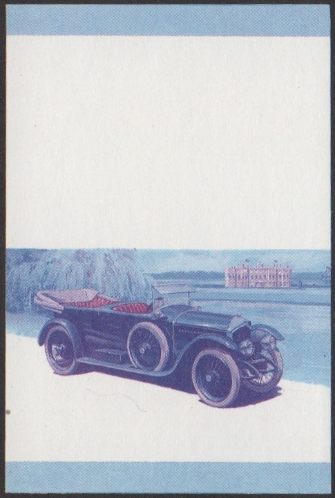 Niutao 2nd Series 25c 1920 Crossley 25/30HP Automobile Stamp Blue-Red Stage Color Proof