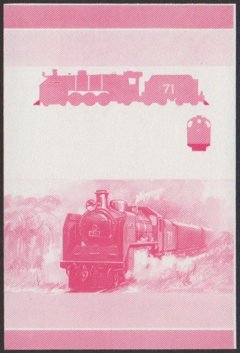 Niutao 2nd Series 60c 1938 F.M.S.R. Class O 4-6-2 Locomotive Stamp Red Stage Color Proof
