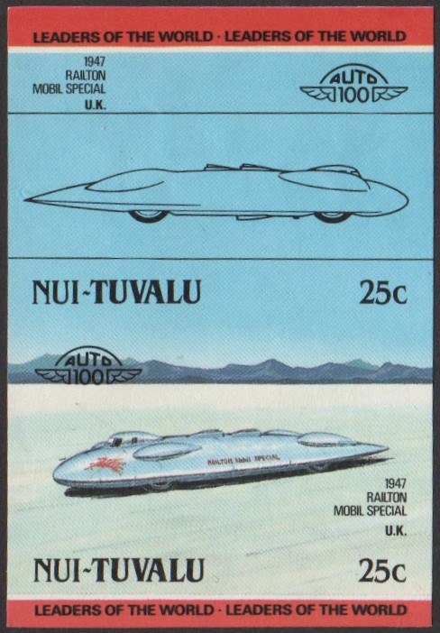 Nui 1st Series 25c 1947 Railton Mobil Special Automobile Stamp Final Stage Color Proof