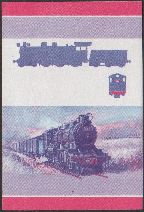 Nui 2nd Series 5c 1911 Class 8800 4-6-0 Locomotive Stamp Blue-Red Stage Color Proof