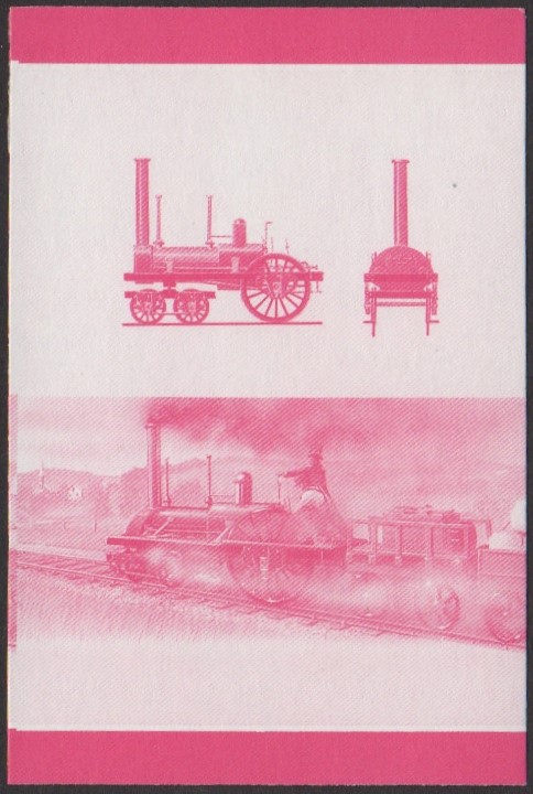 Nui 3rd Series $1.00 1832 Mohawk & Hudson Railroad Experiment 4-2-0 Locomotive Stamp Red Stage Color Proof
