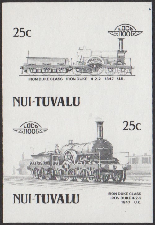 Nui 3rd Series 25c 1847 Iron Duke Class Iron Duke 4-2-2 Locomotive Stamp Black Stage Color Proof