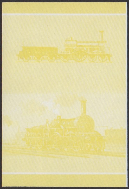 Nui 3rd Series 25c 1847 Iron Duke Class Iron Duke 4-2-2 Locomotive Stamp Yellow Stage Color Proof