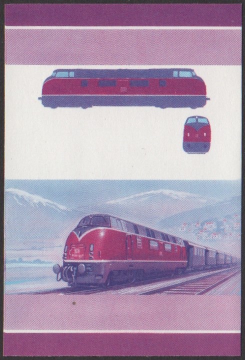 Nukufetau 1st Series 60c 1953 D.B. Class V200 B-B Locomotive Stamp Blue-Red Stage Color Proof