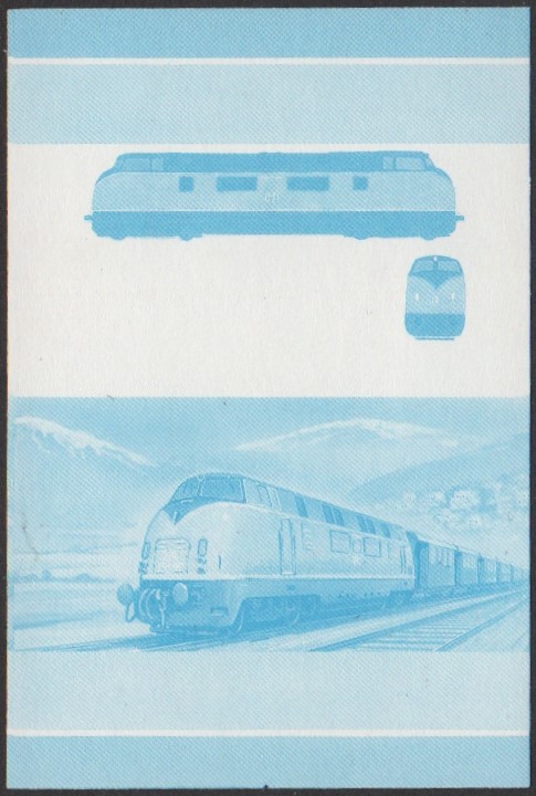 Nukufetau 1st Series 60c 1953 D.B. Class V200 B-B Locomotive Stamp Blue Stage Color Proof