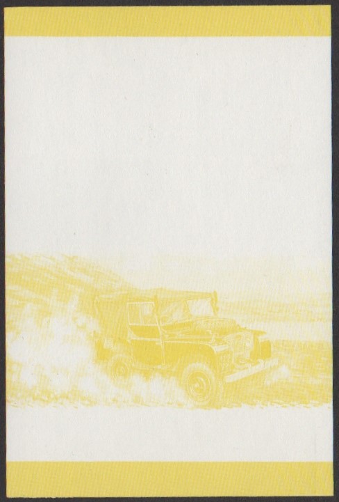 Nukufetau 2nd Series $1.50 1950 Land Rover Model 80 Automobile Stamp Yellow Stage Color Proof