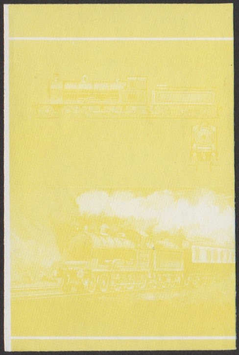 Nukufetau 3rd Series 10c 1905 LNWR Experiment Class 4-6-0 Locomotive Stamp Yellow Stage Color Proof