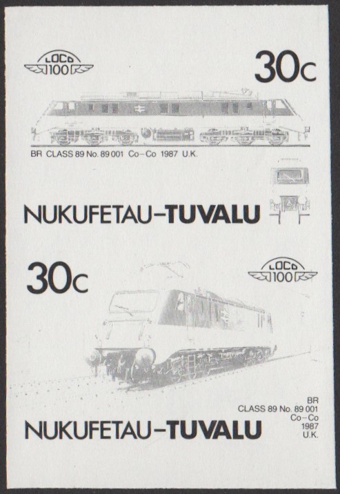 Nukufetau 3rd Series 30c 1987 BR Class 89 No. 89 001 Co-Co Locomotive Stamp Black Stage Color Proof