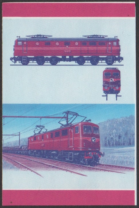 Nukufetau 3rd Series 50c 1956 New South Wales Government Railways Class 46 Co-Co Locomotive Stamp Blue-Red Stage Color Proof