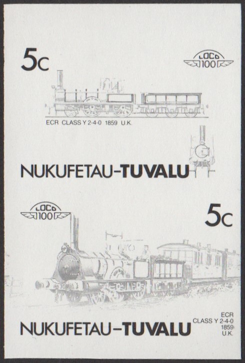 Nukufetau 3rd Series 5c 1859 ECR Class Y 2-4-0 Locomotive Stamp Black Stage Color Proof