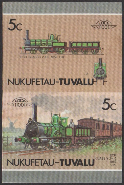 Nukufetau 3rd Series 5c 1859 ECR Class Y 2-4-0 Locomotive Stamp Final Stage Color Proof