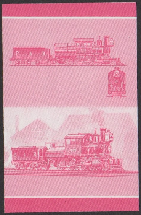 Nukufetau 3rd Series 60c 1877 Philadelphia & Reading Railroad Camelback No. 408 4-6-0 Locomotive Stamp Red Stage Color Proof