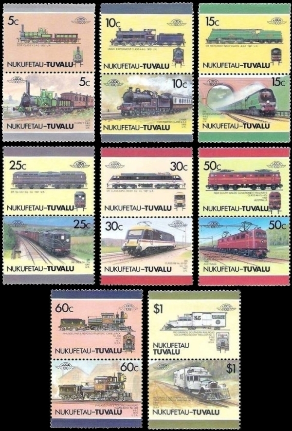 1987 Nukufetau Leaders of the World, Locomotives (3rd series) Stamps