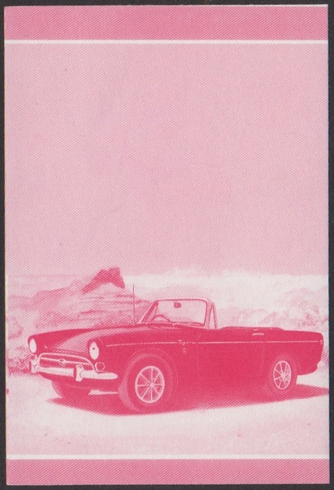 Nukulaelae 2nd Series 25c 1965 Sunbeam Tiger Automobile Stamp Red Stage Color Proof
