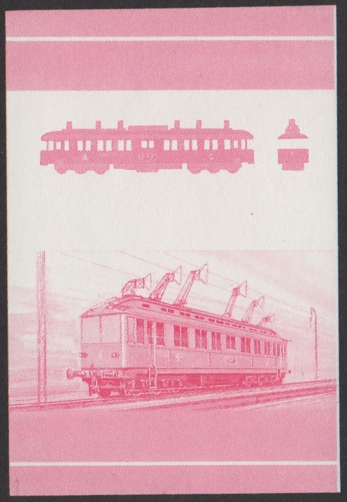 Nukulaelae 3rd Series 25c 1901 Class AEG High Speed Railcar Locomotive Stamp Red Stage Color Proof