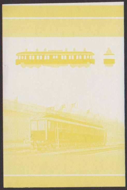 Nukulaelae 3rd Series 25c 1901 Class AEG High Speed Railcar Locomotive Stamp Yellow Stage Color Proof