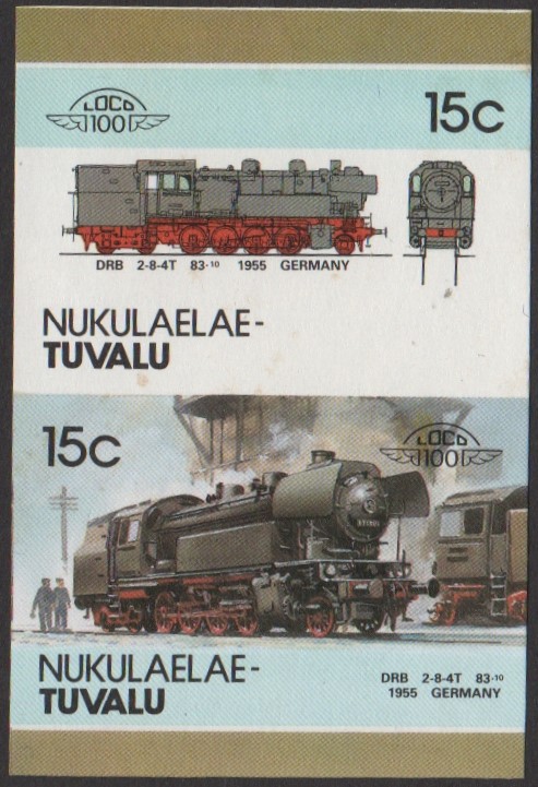 Nukulaelae 4th Series 15c 1955 DRB 2-8-4T 83-10 Locomotive Stamp Final Stage Color Proof