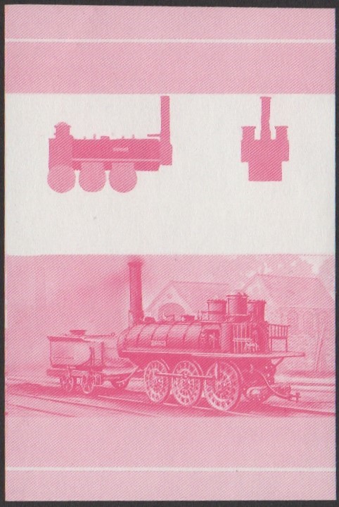 Nukulaelae 4th Series 25c 1839 Albion Railroad Samson 0-6-0 Locomotive Stamp Red Stage Color Proof