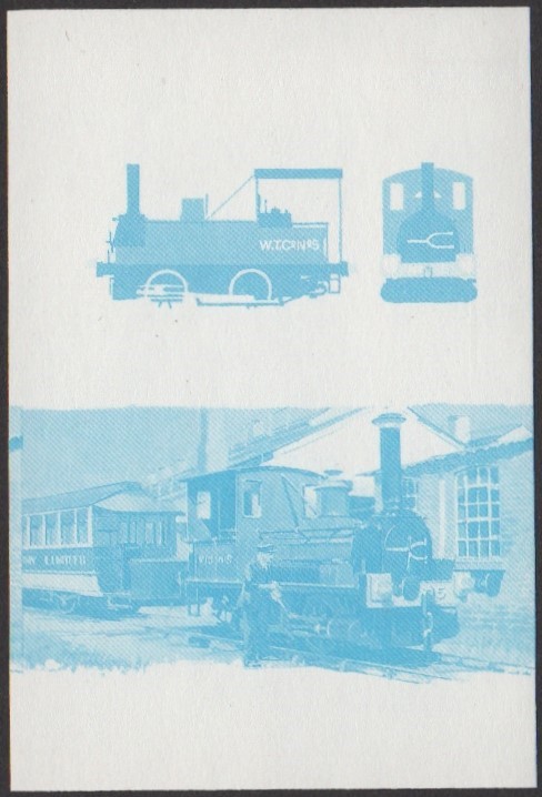 Nukulaelae 4th Series 80c 1857 Shannon 0-4-0T Locomotive Stamp Blue Stage Color Proof