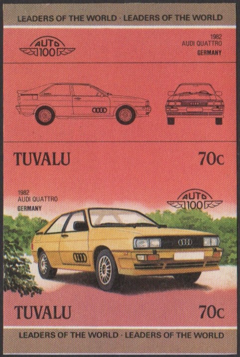 Tuvalu 2nd Series 70c 1982 Audi Quattro Automobile Stamp Final Stage Color Proof