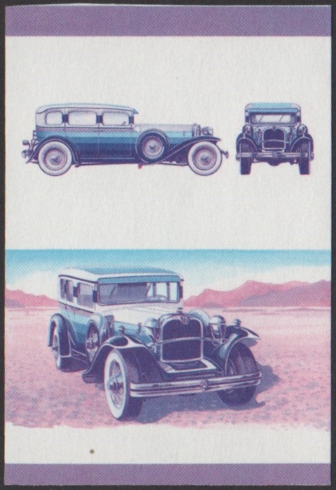 Tuvalu 4th Series 50c 1930 Ruxton Automobile Stamp Blue-Red Stage Color Proof