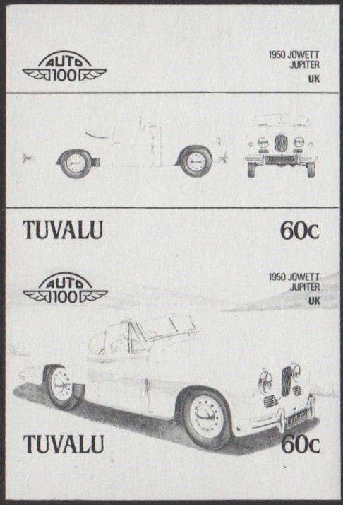 Tuvalu 4th Series 60c 1950 Jowett Jupiter Automobile Stamp Black Stage Color Proof