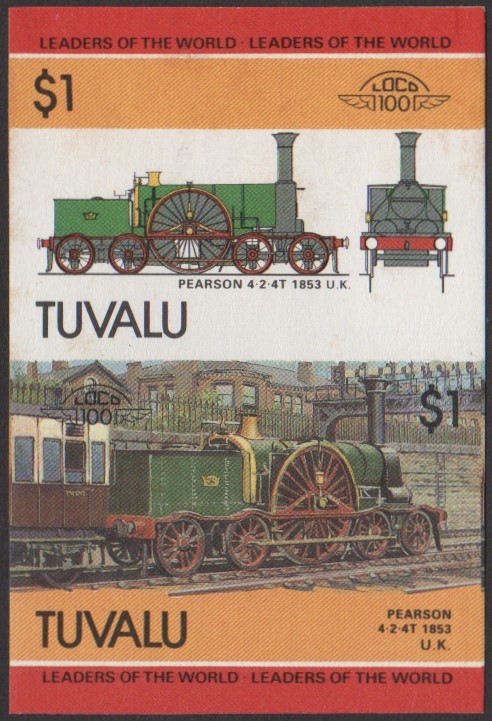 Tuvalu 4th Series $1.00 1853 Pearson 4-2-4T Locomotive Stamp Final Stage Color Proof