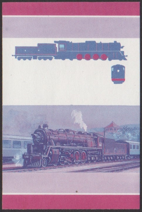 Tuvalu 4th Series 10c 1935 Class KF 4-8-4 Locomotive Stamp Blue-Red Stage Color Proof