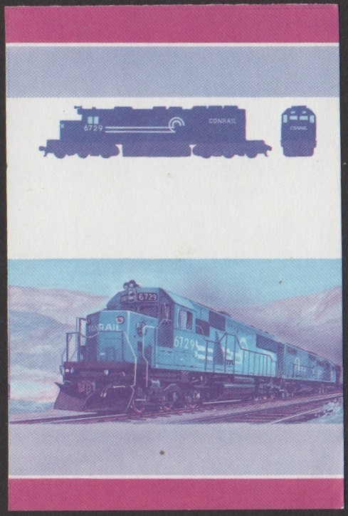 Tuvalu 5th Series 40c 1982 G.M.(EMD) SD-50 Co-Co Locomotive Stamp Blue-Red Stage Color Proof