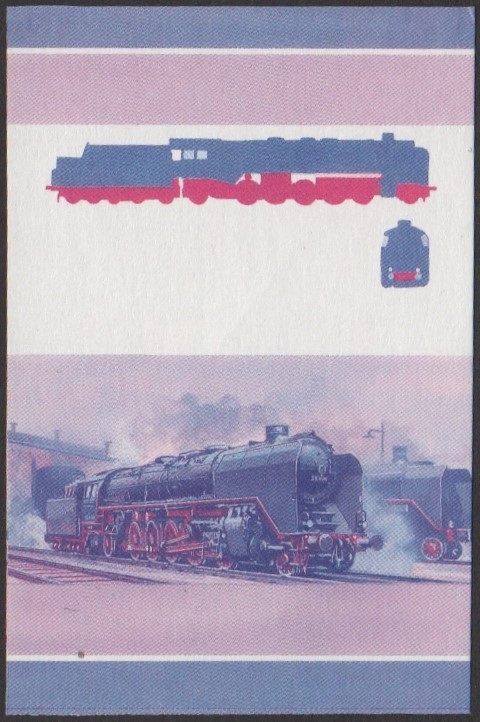 Vaitupu 1st Series 60c 1936 D.R. Class 45 2-10-2 Locomotive Stamp Blue-Red Stage Color Proof