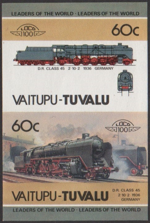 Vaitupu 1st Series 60c 1936 D.R. Class 45 2-10-2 Locomotive Stamp Final Stage Color Proof