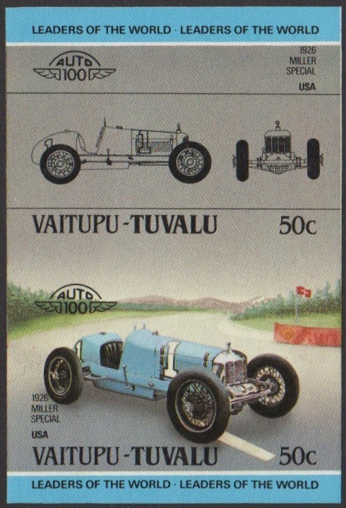 Vaitupu 2nd Series 50c 1926 Miller Special Automobile Stamp Final Stage Color Proof