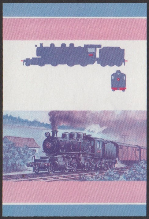 Vaitupu 2nd Series $1.00 1911 J.N.R. Class 9020 Mallet 2-4-4-0 Locomotive Stamp Blue-Red Stage Color Proof