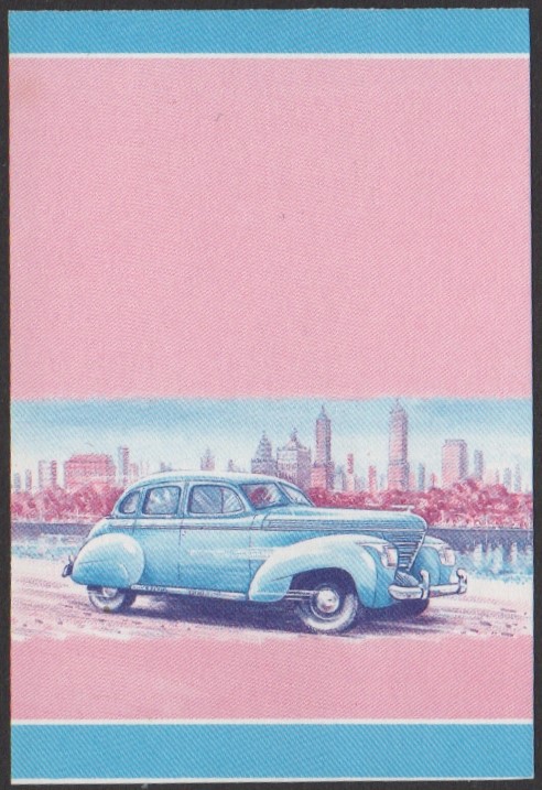Vaitupu 3rd Series 30c 1938 Graham Automobile Stamp Blue-Red Stage Color Proof